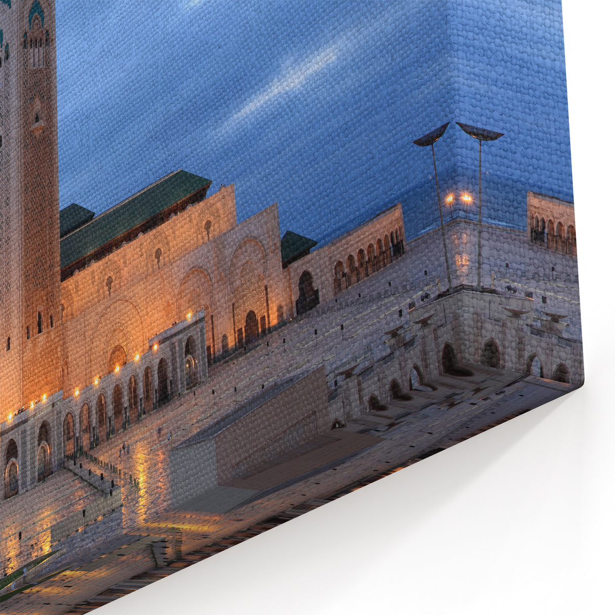 Moroccan Architecture Art - Hassan II Mosque at Twilight Wall Decor