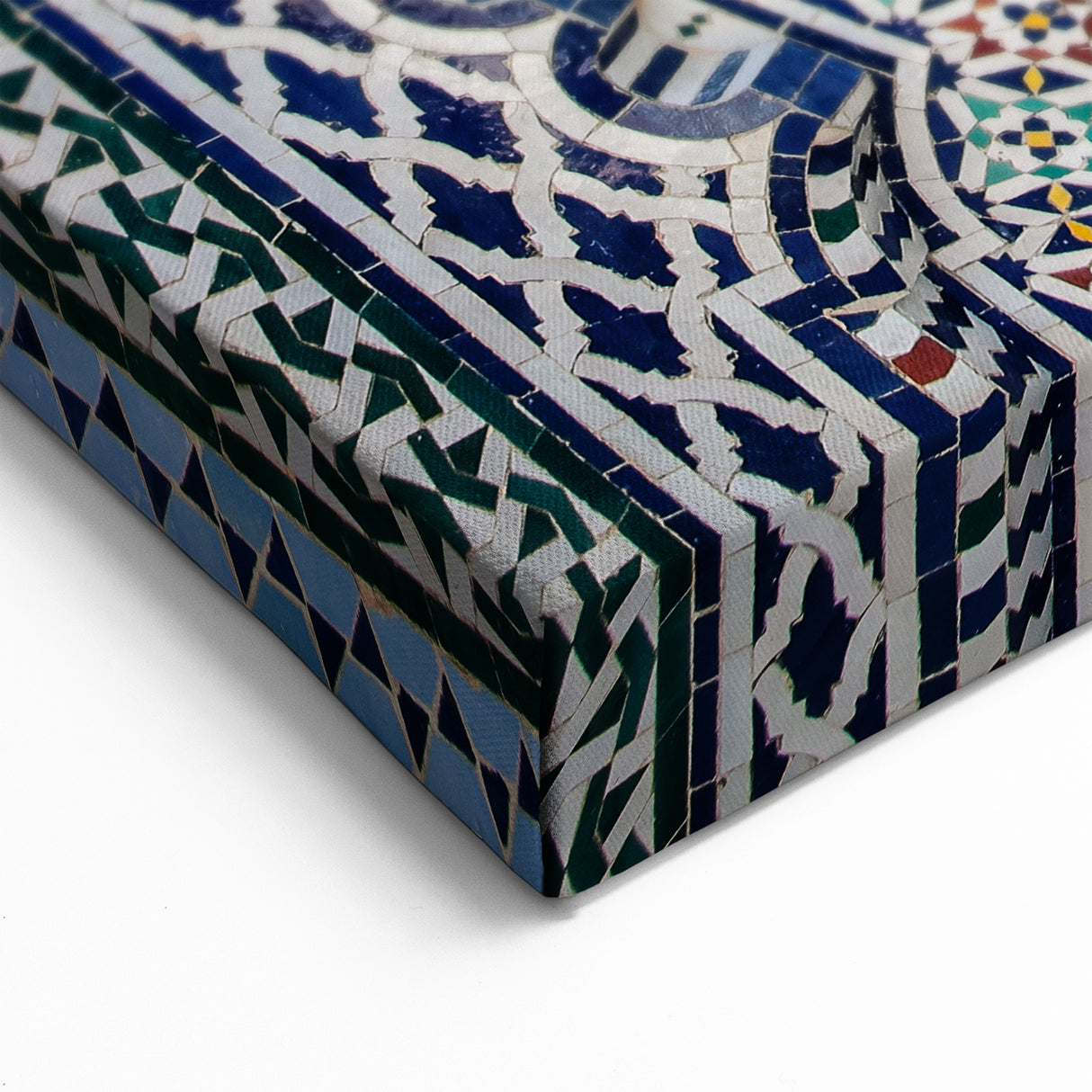 Morocco Canvas Prints - Gold Door with Intricate Blue Tile Design