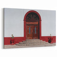 Traditional Baja California Door Art – Red Archway and Stone Steps Print