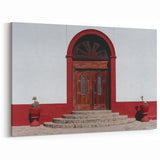 Traditional Baja California Door Art – Red Archway and Stone Steps Print
