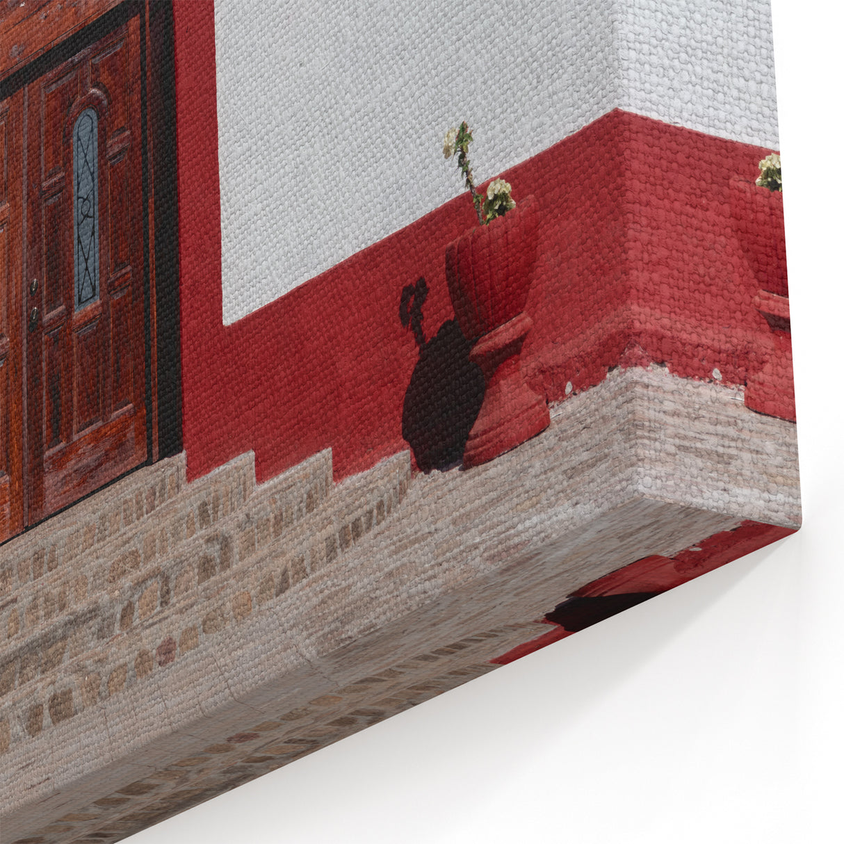 Traditional Baja California Door Art – Red Archway and Stone Steps Print