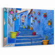 Marrakech Wall Decor - Vibrant Blue Cityscape with Colorful Pots