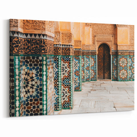Moroccan Framed Art - Intricate Tile and Archway Design in Marrakech