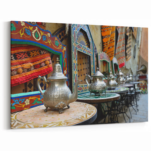 Moroccan Tea Set Display - Moroccan Wall Art for Cultural Decor