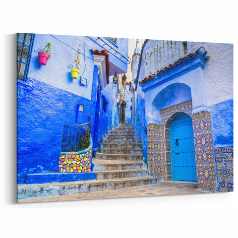 Blue Streets of Chefchaouen - Moroccan Wall Art for Elegant Decor