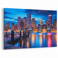 Boston Skyline at Night – Vibrant Massachusetts Waterfront Wall Art