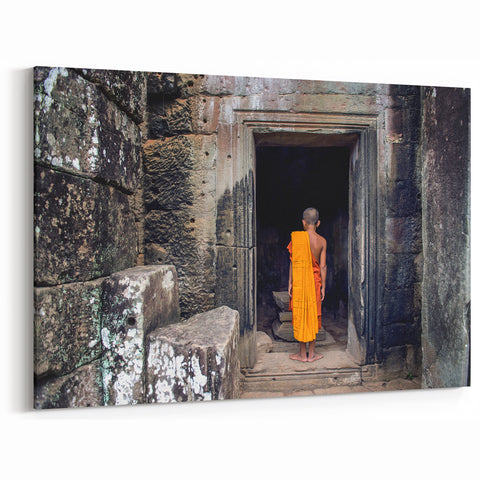 Khmer Culture Artwork - Young Monk in Ancient Temple
