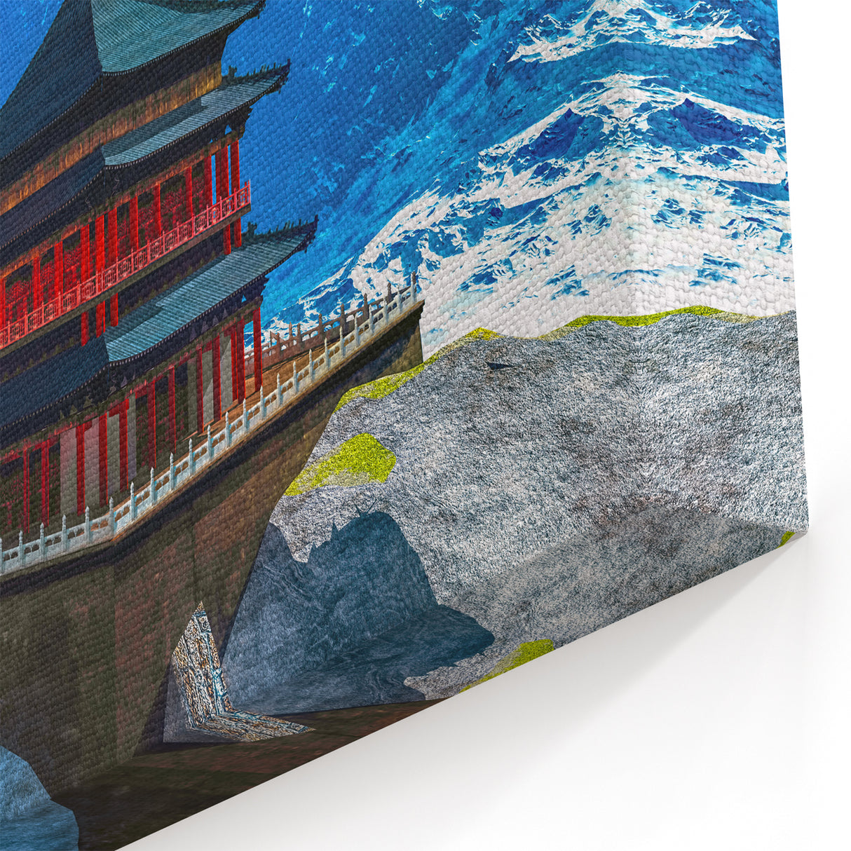 Mystic Mountain Temple Art - Bhutan Scenic Architecture Prints for Decor