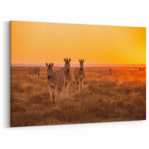 Sunset Namibia Wall Art - African Scenery Prints & Zebra Wildlife Art