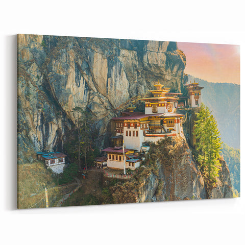 Majestic Bhutan Monastery Wall Art - Scenic Landscape Canvas Print