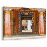 Ornate Bhutan Temple Gateway Wall Art - Cultural Heritage Canvas