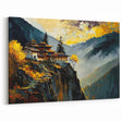 Vibrant Bhutan Mountain Monastery Wall Art - Scenic Landscape Print