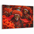 Bhutan Floral Mask Festival Wall Art - Vibrant Cultural Dance Print