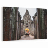 Khmer Culture Artwork - Buddha Statue in Bayon Temple Corridor
