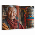Wisdom of Bhutan Elder Wall Art - Serene Portrait Canvas Print