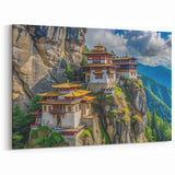 Bhutan Cliffside Monastery Wall Art - Majestic Mountain Retreat Print