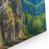 Bhutan Cliffside Monastery Wall Art - Majestic Mountain Retreat Print