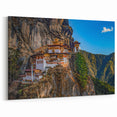Bhutan Mountain Monastery at Dusk Wall Art - Serene Cliffside Print