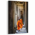 Khmer Culture Artwork - Young Monks in Temple Corridor