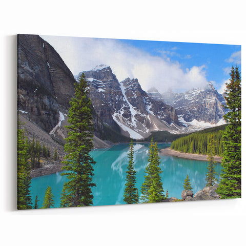 Alberta Landscape Canvas - Majestic Moraine Lake and Rockies Wall Art