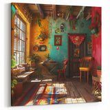 Mexico City Interior Art - Colorful Mexican Living Space with Decor