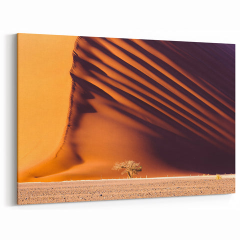 Namibia Art Prints - Dramatic Desert Dunes with Shadows and Solitary Tree