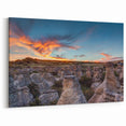 Alberta Sunset Wall Art - Hoodoo Rock Formations at Sunset Canvas Print