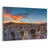 Alberta Sunset Wall Art - Hoodoo Rock Formations at Sunset Canvas Print