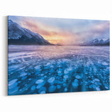 Alberta Frozen Lake Art - Iceberg Bubbles with Winter Sunrise Canvas Print