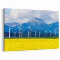 Alberta Mountains Art - Wind Turbines with Canola Field and Mountains