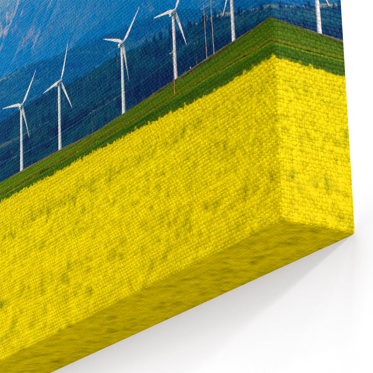 Alberta Mountains Art - Wind Turbines with Canola Field and Mountains