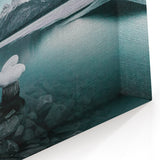 Alberta Nightscape Art - Tranquil Frozen Lake Under Starry Sky Canvas