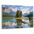 Alberta Spirit Island Wall Art - Scenic Spirit Island on Maligne Lake with Majestic Mountains