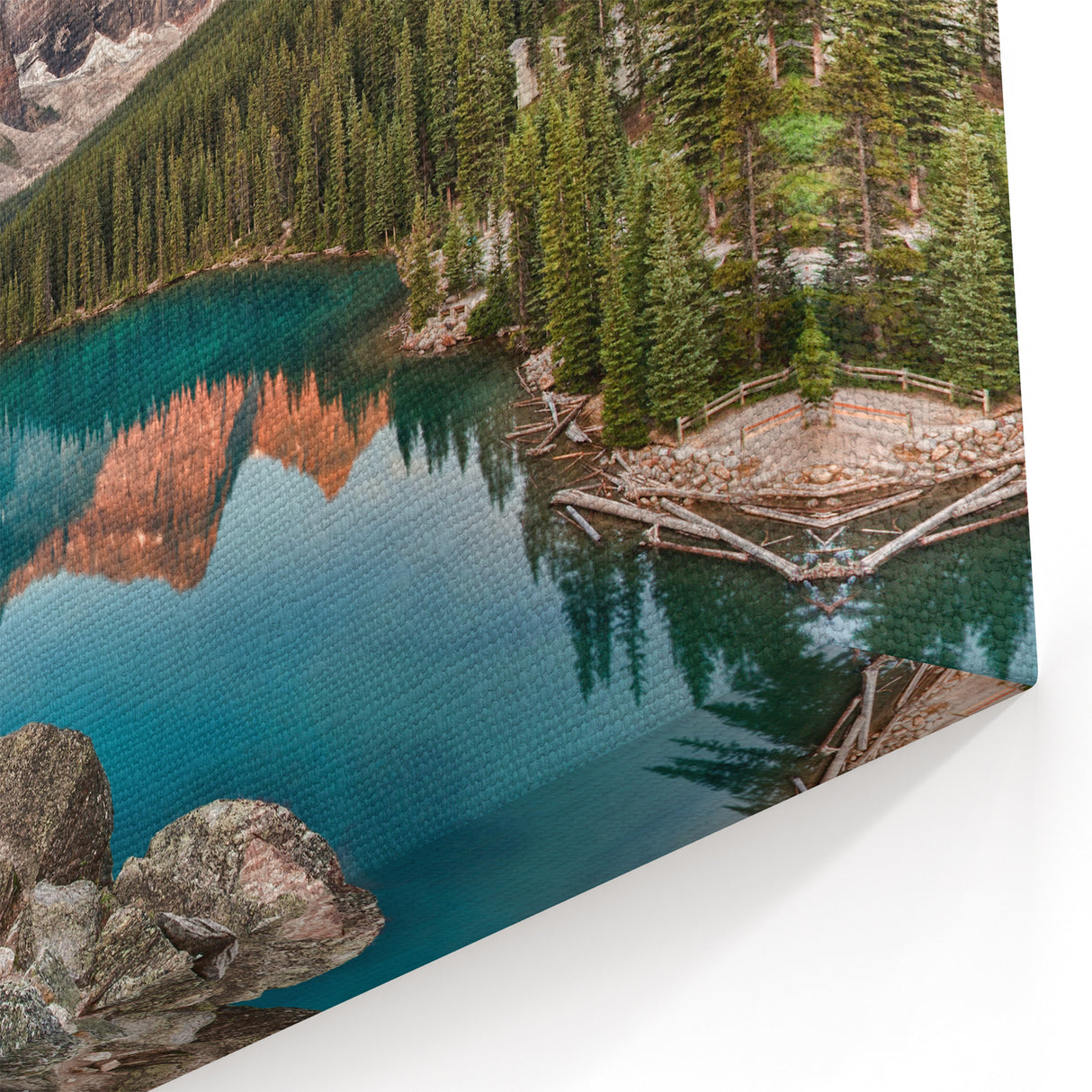 Alberta Sunrise Canvas - Landscape Sunrise Over Moraine Lake and Rocky Mountains