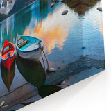 Alberta Canoes Wall Art - Scenic Canoes on Emerald Lake with Rocky Mountains