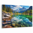 Alberta Crystal Nature Art - Crystal Clear Lake Reflection in Rocky Mountains