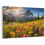 Alberta Wildflower Meadow Art - Sunlit Mountain Landscape Photography