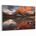 Majestic Alberta Mountain Sunset - Reflective Lake Landscape Art