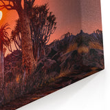 Quiver Trees at Sunset – Namibia’s Fiery Desert Landscape Art Print