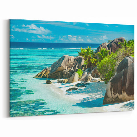 Seychelles Coastal Wall Art – Exotic Beach Scenery Canvas Photography