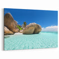 Serene Seychelles Beach Art – Turquoise Waters & Rock Formations Print