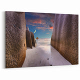Moonlit Seychelles Beach Art – Tranquil Night Sky Coastal Wall Print