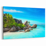 Seychelles Tropical Beach Art – Turquoise Waters & Palms Wall Print