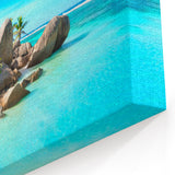 Seychelles Tropical Beach Art – Turquoise Waters & Palms Wall Print