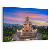 Majestic Georgia Cathedral Wall Art - Captivating Sunset Photography Print