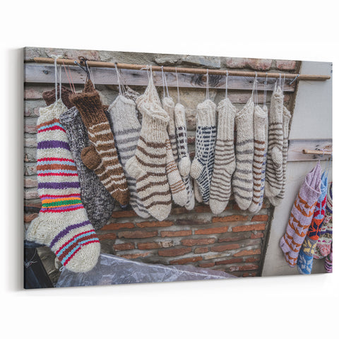 Charming Georgian Knitwear Art - Rustic Handmade Sock Photography Print