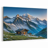 Serene Georgian Mountain Cabin Art - Breathtaking Scenic Landscape Print