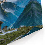 Serene Georgian Mountain Cabin Art - Breathtaking Scenic Landscape Print