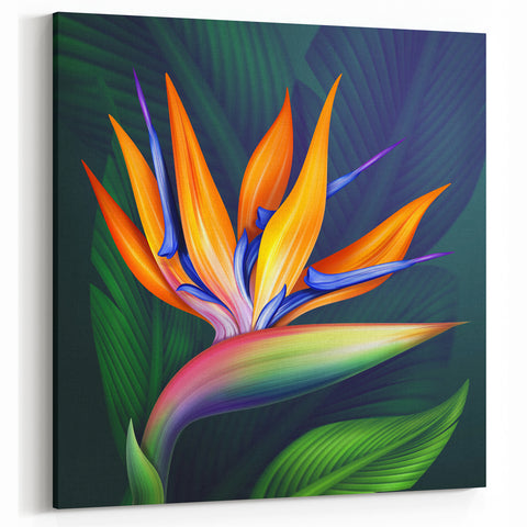 Exotic Bird of Paradise Wall Art | Colorful Tropical Flower Canvas Print