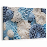 Marine Plants Art: Intricate Blue & White Coral Botanical Wall Decor Canvas